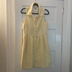 Cremieux Yellow Seersucker Collared Button Down Dress